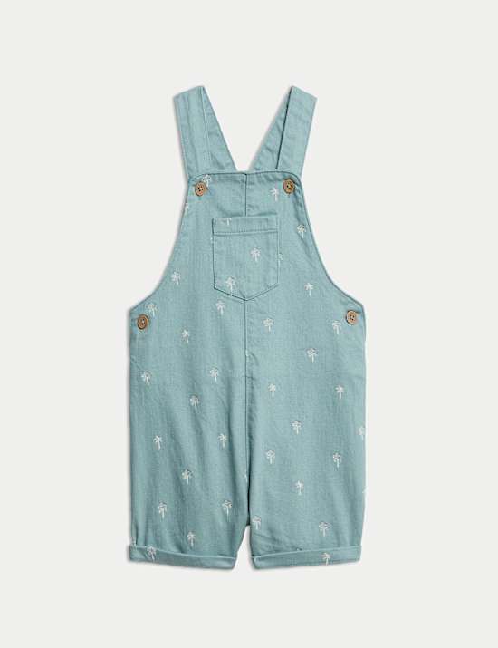 2pc Cotton Rich Palm Print Bibshort (0-3 Yrs)