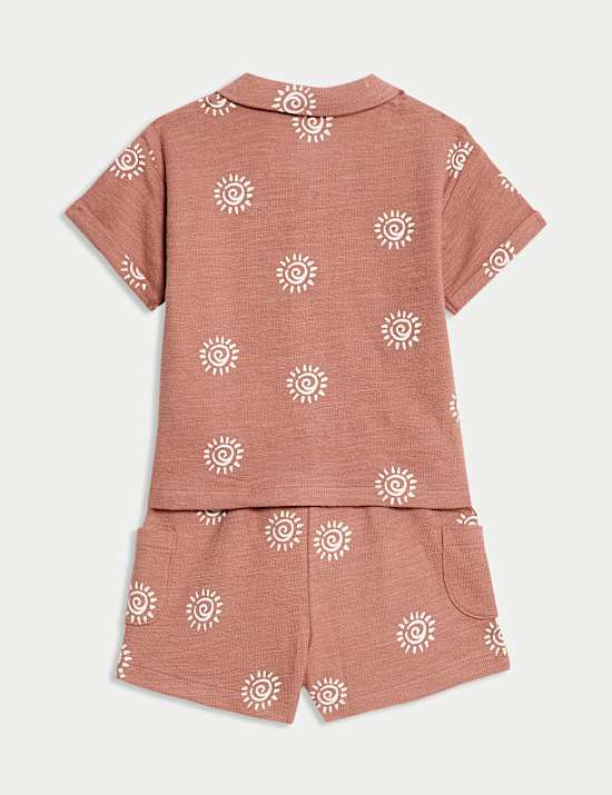 2-delige outfit van zuiver katoen met shirt en korte broek (0-6 jaar)