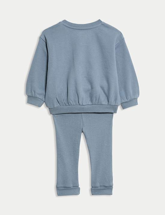 2pc Cotton Rich Blue Sweatshirt Outfit (0-3 Yrs)