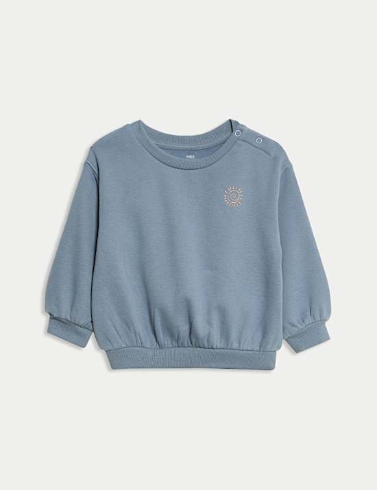 2pc Cotton Rich Blue Sweatshirt Outfit (0-3 Yrs)