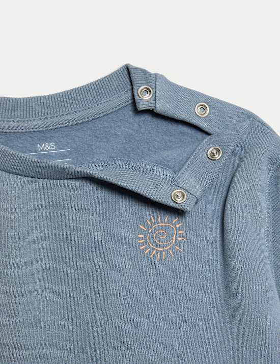 2pc Cotton Rich Blue Sweatshirt Outfit (0-3 Yrs)