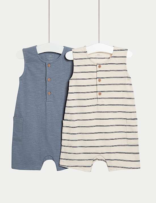 2pk Pure Cotton Rompers (0-3 Yrs)