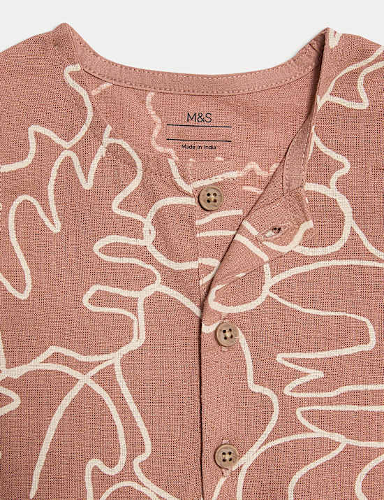 Cotton Rich Leaf Print Romper (0-3 Yrs)