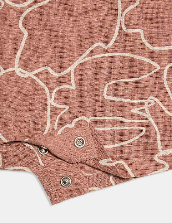 Cotton Rich Leaf Print Romper (0-3 Yrs)