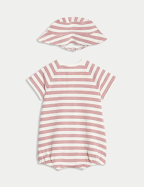 2pc Pure Cotton Striped Romper Outfit (0-3 Yrs)