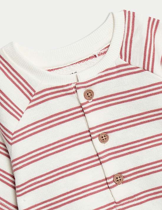 2pc Pure Cotton Striped Romper Outfit (0-3 Yrs)