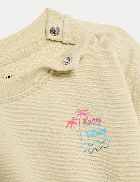 Cotton Rich Easy Vibes Crew Neck Sweatshirt (0 - 6 Yrs)