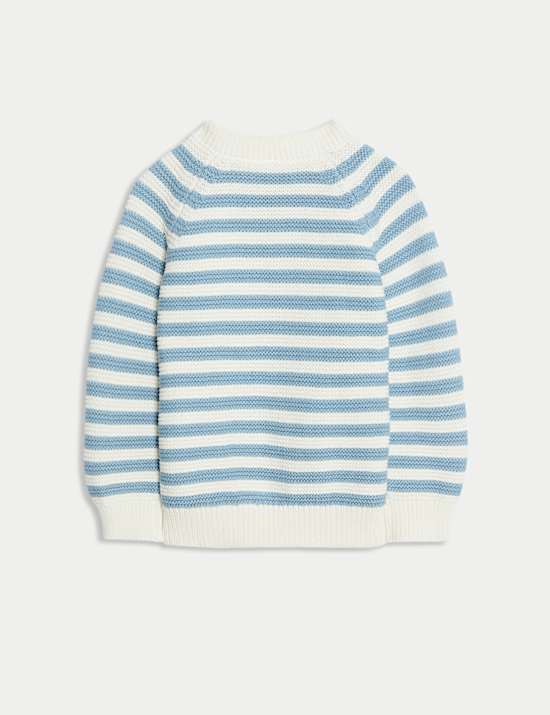 Pure Cotton Striped Knitted Jumper (0-3 Yrs)