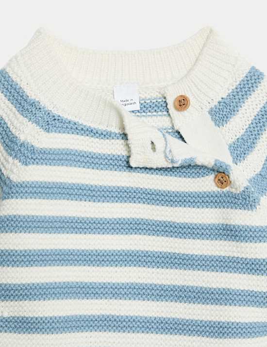Pure Cotton Striped Knitted Jumper (0-3 Yrs)