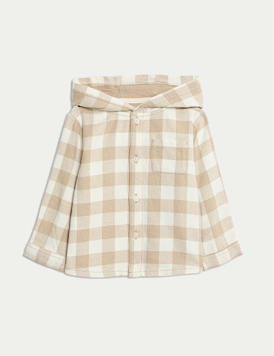 3pc Pure Cotton Checked Shacket Outfit (0-6 Yrs)