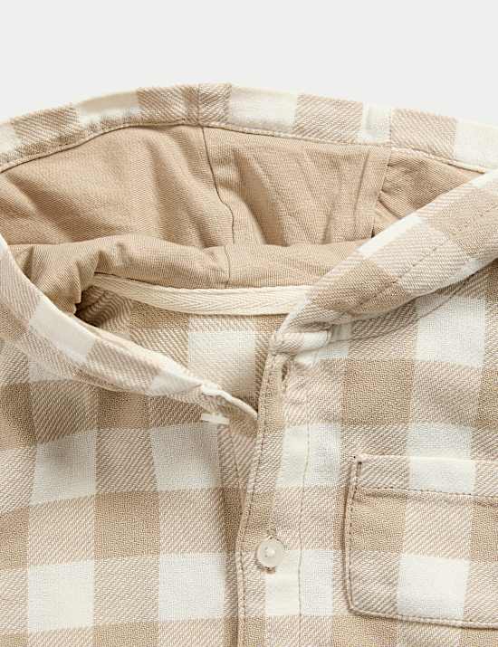 3pc Pure Cotton Checked Shacket Outfit (0-6 Yrs)