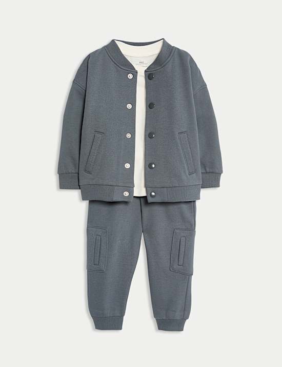 3pc Cotton Rich Bomber Jacket Outfit (0-6 Yrs)