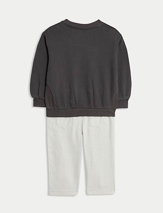 Ensemble 2 pièces en coton avec sweat et pantalon à imprimé chien patineur (jusqu’au 6 ans)