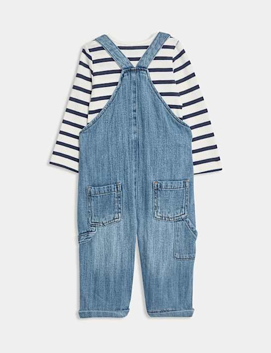 אוברול ג'ינס 2 חלקים מכותנה טהורה (0-3 שנים)