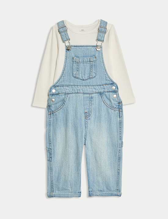 2pc Pure Cotton Denim Dungaree Outfit (0-3 Yrs)
