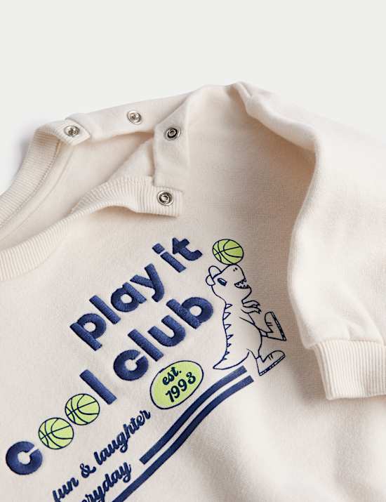 2pc Cotton Rich Dinosaur Sweatshirt Jeans Outfit (0 Mths-3 Yrs)