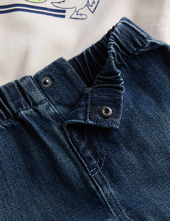 2pc Cotton Rich Dinosaur Sweatshirt Jeans Outfit (0 Mths-3 Yrs)