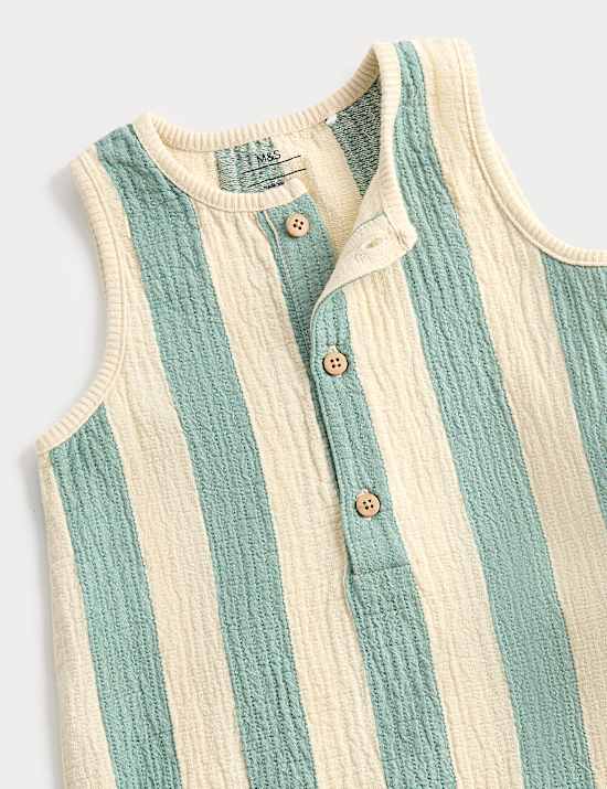 Pure Cotton Taco Striped Dungarees (0-3 Yrs)