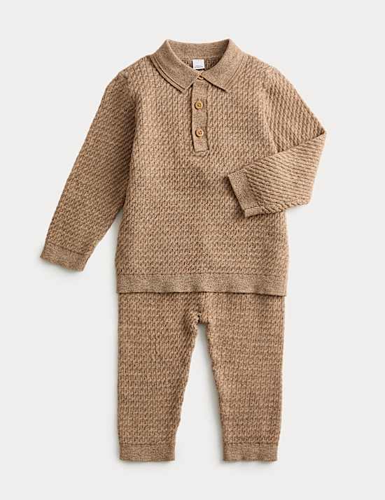2pc Knitted Textured Outfit (0-3 Yrs)