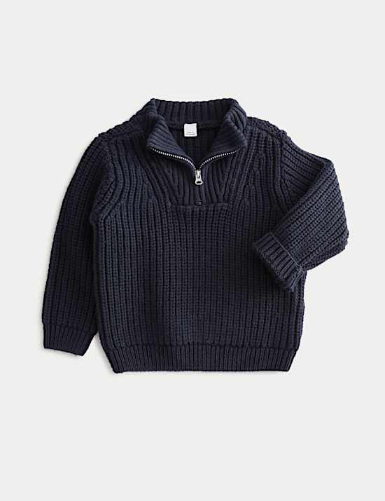 Knitted Quarter Zip Jumper (0-3 Yrs)