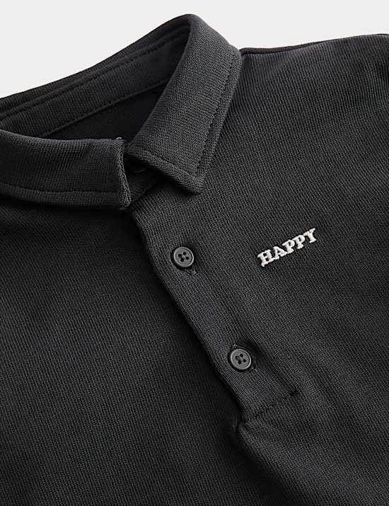 Σύνολο με μακρυμάνικη μπλούζα πόλο και παντελόνι από 100% βαμβάκι (0-3 ετών)