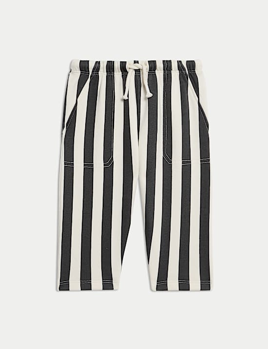 3-tlg. Outfit mit gestreifter Jogginghose und Gilet aus Borg (0 M. – 3 J.)