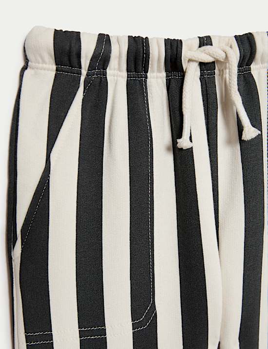 3-tlg. Outfit mit gestreifter Jogginghose und Gilet aus Borg (0 M. – 3 J.)