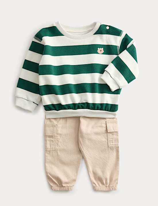 2pc Striped Sweatshirt Cargo Outfit (0-6 Yrs)