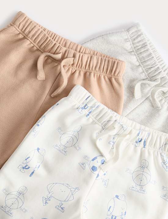 3er-Pack Jogginghosen mit hohem Baumwollanteil und elastischem Bund (0–3 J.)