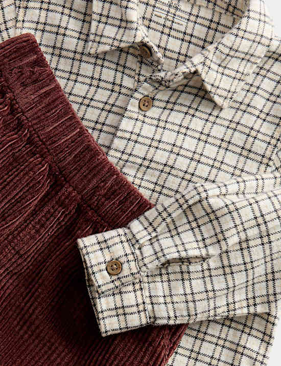 Ensemble 2 pièces 100 % coton à carreaux top et bas (jusqu’au 6 ans)