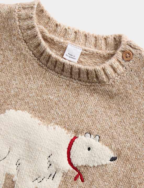 Cotton Rich Polar Bear Knitted Jumper (0 Mths-6 Yrs)