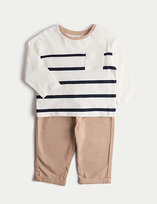 3pc Pure Cotton T-Shirt & Shacket Outfit (0-3 Yrs)
