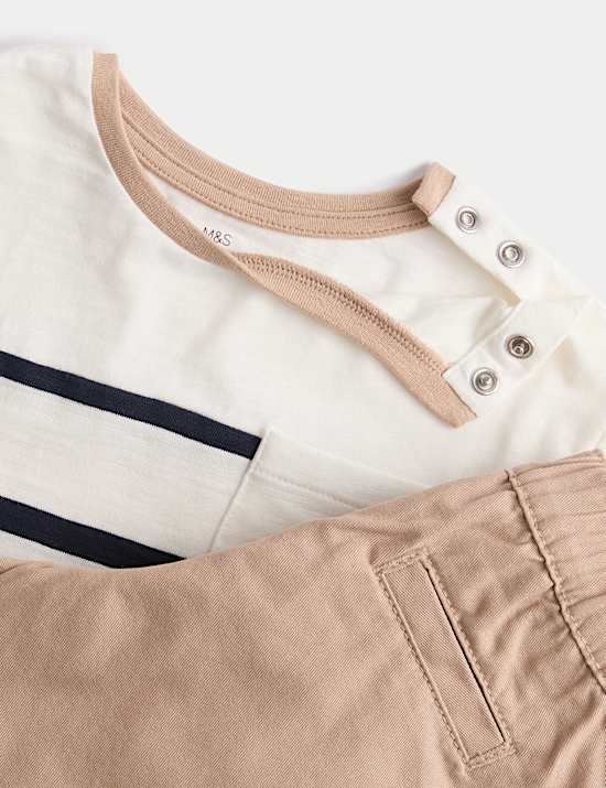 3pc Pure Cotton T-Shirt & Shacket Outfit (0-3 Yrs)