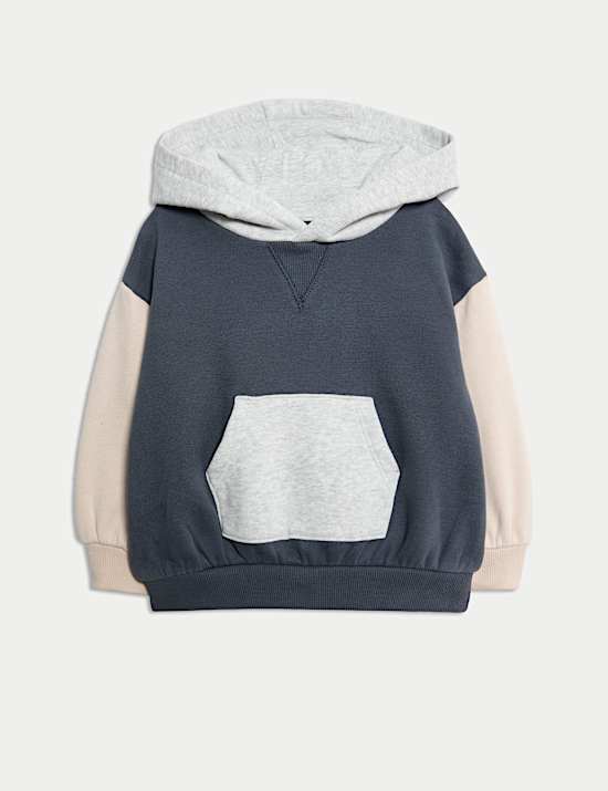 2pc Cotton Rich Colour Block Hooded Sweat Outfit (0-6 Yrs)