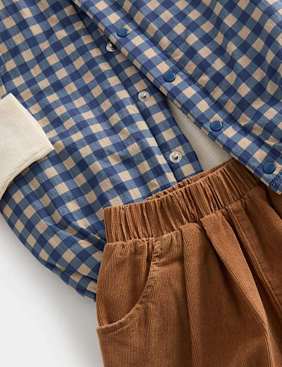 3-delige outfit met gilet met Gingham-ruit (0-36 maanden)