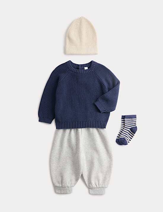 4 Piece Cotton Rich Knitted Outfit (0-6 Years)