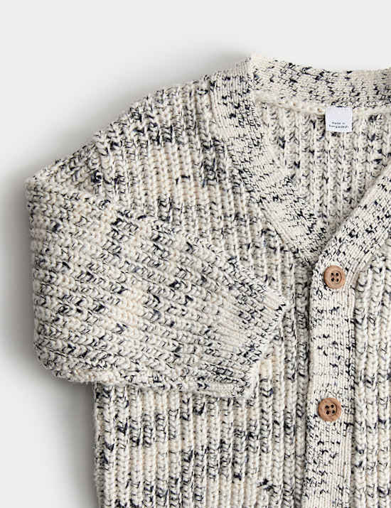 Pure Cotton Ribbed Knitted Cardigan (0-6 Yrs)