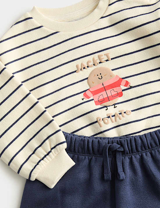 Ensemble 2 pi&egrave;ces en coton veste &agrave; motif pomme de terre (jusqu'au 36 mois)