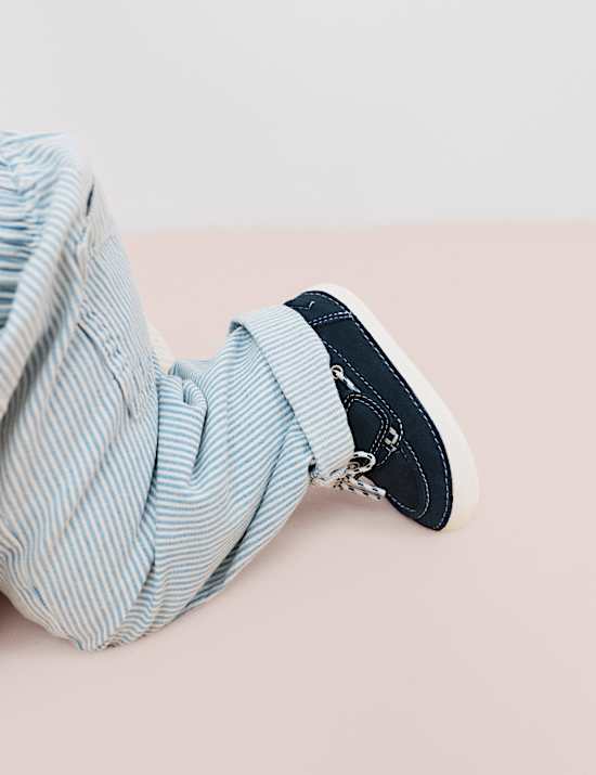 3 Piece Pure Cotton Blue Ticking Striped Outfit (0-3 Yrs)