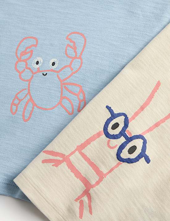 Lot de 3 tops 100 % coton &agrave; motif animal bord de mer (jusqu&rsquo;au 5 ans)