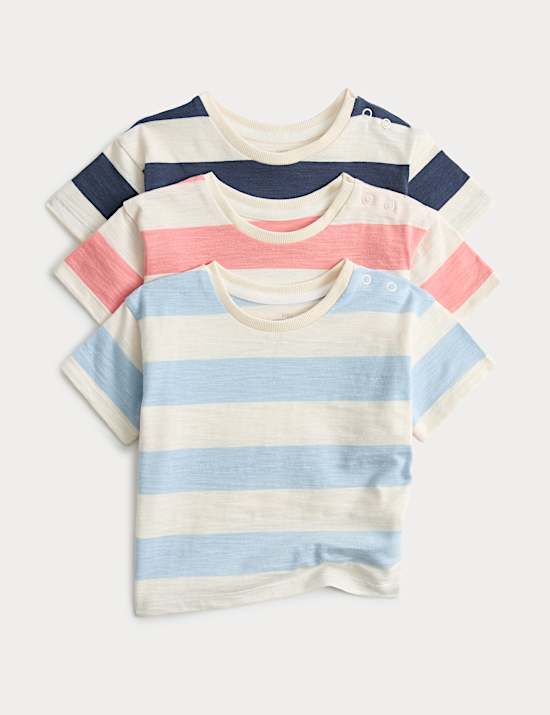 3 Pack Pure Cotton Striped Tops (0-5 Yrs)