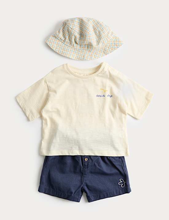3 Piece Pure Cotton Outfit with Hat (0-5 Yrs)