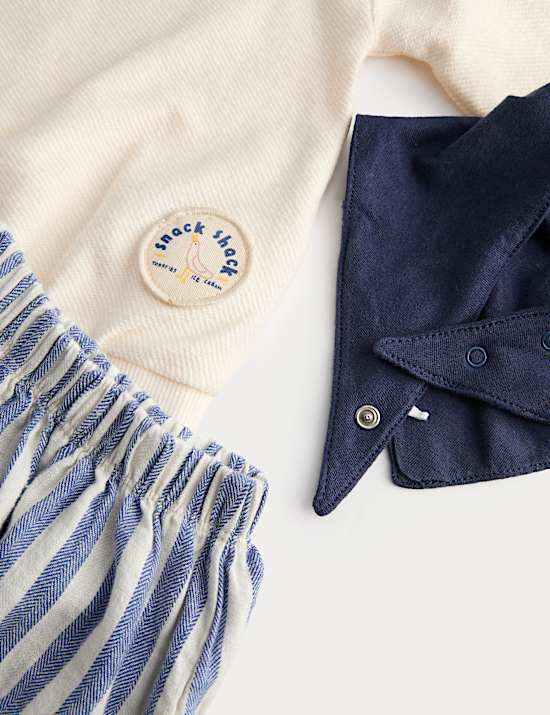 3 Piece Seagull Sweat & Striped Trousers Outfit (0-5 Yrs)