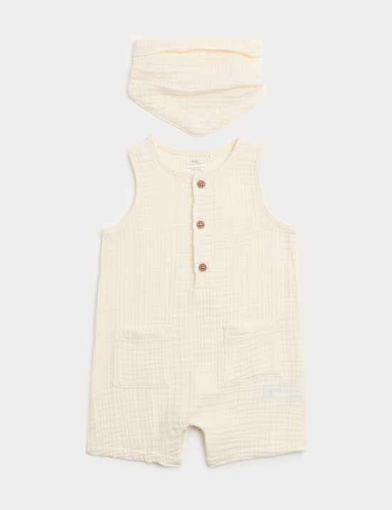 Pure Cotton Romper with Bib (0-3 Yrs)
