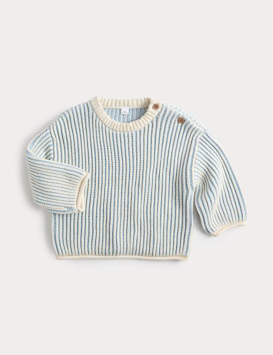 Pure Cotton Knitted Striped Jumper (0-5 Yrs)
