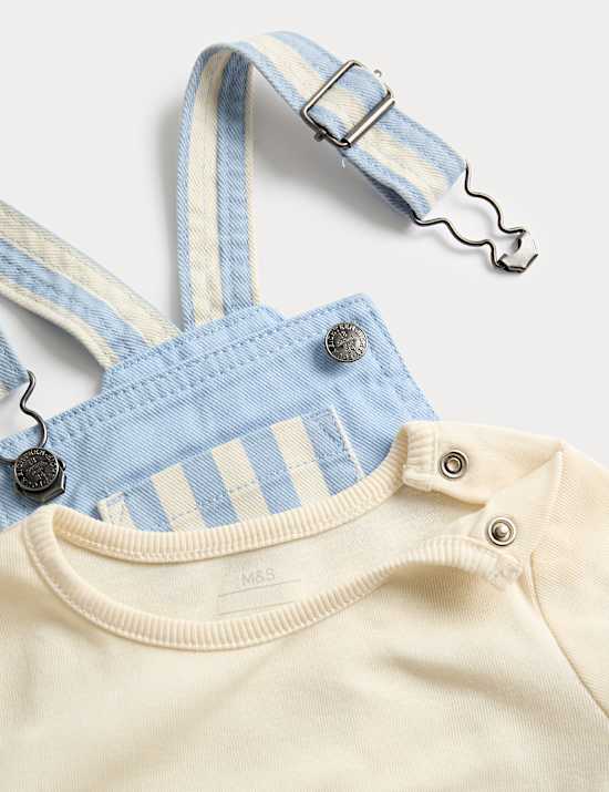 2 Piece Pure Cotton Dungarees Outfit (0-3 Yrs)