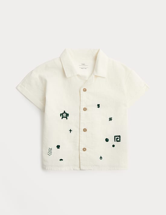Pure Cotton Aztec Embroidered Shirt (0-5 Yrs)