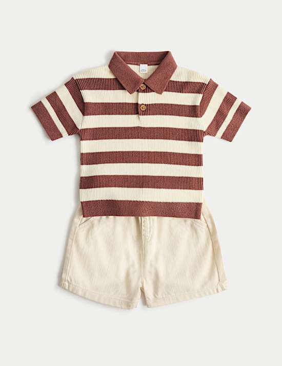 Striped Knit Top & Shorts Outfit (0-5 Years)