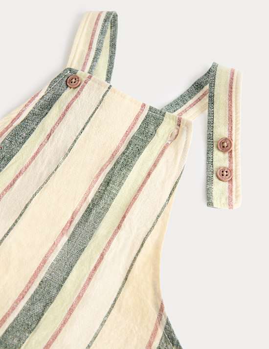 Linen Blend Striped Bibshort (0-3 Yrs)