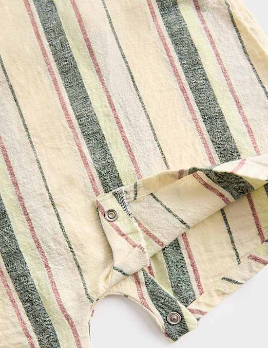 Linen Blend Striped Bibshort (0-3 Yrs)